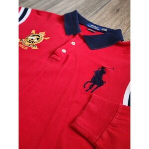 Polo Ralph Lauren Mens XXL Red Long Sleeve Crest Big Pony Custom Slim Fit Polo